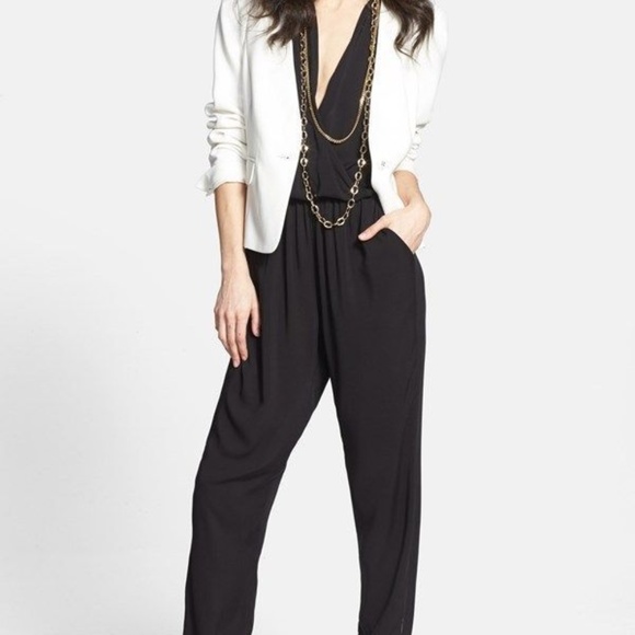 SOLD OLIVIA MOON Drape Wrap Top Black Jumpsuit - Picture 5 of 7